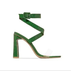 GREEN EMBOSSED HEELS